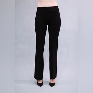 Lena Gabrielle Women's Pull-On Solid Black stretchy Straight Leg Pants